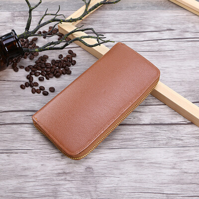 

Tailored Mens Lichee Pattern Zipper Business Leather Wallet Card Holder Wallet