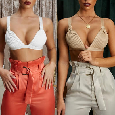 

Women Solid Bralette Bralet Bra Bustier Crop Top Cami Casual Tank Tops Vest