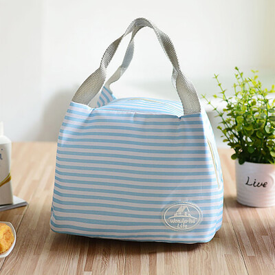 

Siaonvr Insulated Cold Canvas Stripe Picnic Carry Case Thermal Portable Lunch Bag