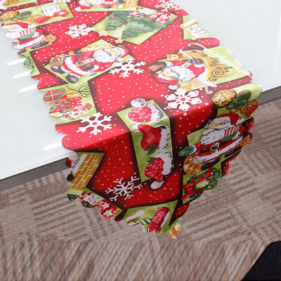 

Siaonvr Decorative Christmas Santa Claus Tapestry Poinsettia Table Runner 14x71 Inch