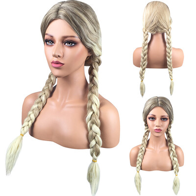 

Tailored Synthetic Braided Double Wig Long Straight Gold Women Wigs Heat Resistant