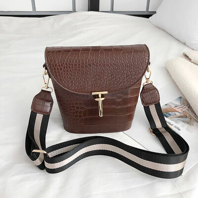 

Tailored Fashion Lady Crocodile Pattern Embossed Bucket Bag Shoulder Bag Messenger Bag