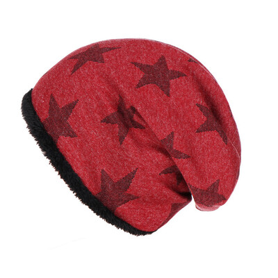 

Tailored Fashion Women Pentagram Printed Velvet Keep Warm Winter Wool Knitted Hat Cap