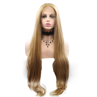 

Amazing Star Lace Frontal Wigs Straight Hair Blonde Color Heat Resistant Middle Part Synthetic Hair Wigs