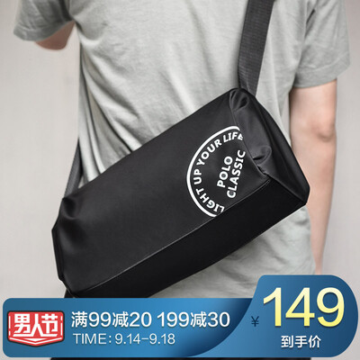 

POLO shoulder bag mens personality fashion mens bag large capacity lightweight nylon waterproof tide crossbody bag ZY042P491J black