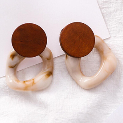 

Fashion Big Resin Drop Earrings For Women New Acetic Acid Large Korea Square Earrings Trendy Wood Geometric Jewelry