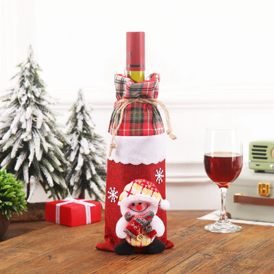 

Toponeto Christmas Wine Bag Machine Embroidered Wine Bottle Set Table Decoration Supplies