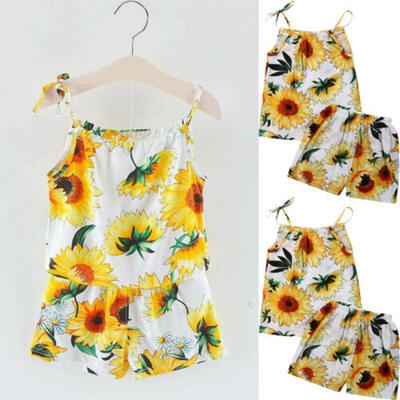 

Newborn Baby Girl Sunflower Tops VestShorts 2PCS Sunsuit Summer Outfits Clothes