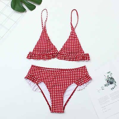

Roseonmyhand Womens Ruffle Plaid Bikini Set Push Up Swimsuit Bathing Suit Beach Wear