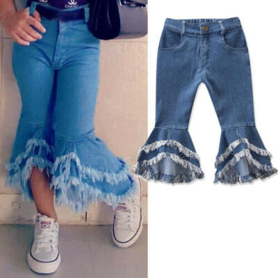 

Toddler Kids Baby Girls Long Jeans Pants Girl Denim Flare Trousers Bottoms 2-7Y