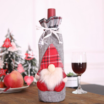

Gobestart Champagne Bottle Bag Christmas Stereo Old Man Linen Bottle Set Party Decoration