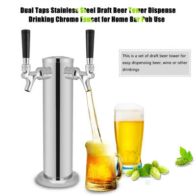 

Greensen Dual Taps Stainless Steel Draft Beer Tower Dispense Drinking Chrome Faucet for Home Bar Pub Use