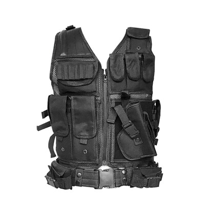 

Black Outdoor Equipment Vest Mesh Stab-resistant Jacket Breathable Top Blouse Training Wear