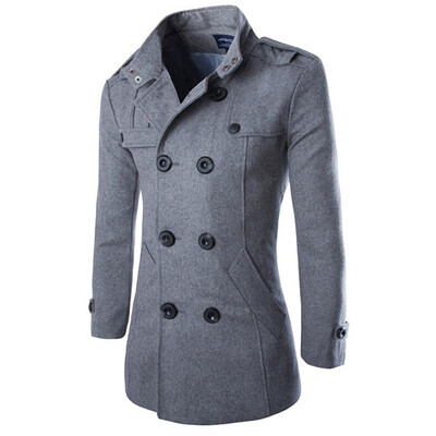 

Men\s Double Breasted Long Sleeve Turndown Collar Cotton Coat