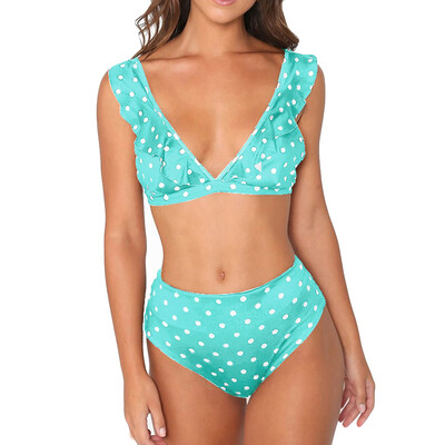 

Saidsome Womens Piece Wave Swimsuit Lotus Leaf Bikini Swimwear Beachwear Bathing Suit
