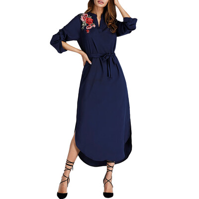 

Embroidered Side Slit Midi Dress