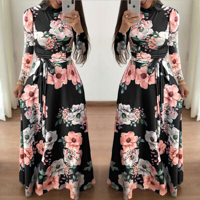 

Womens Summer Boho Floral Short Sleeve Long Maxi Dress Party Beach Sundress