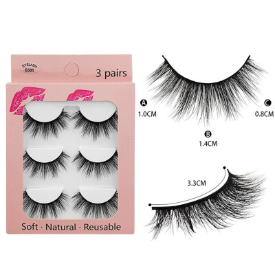 

Gobestart 3 Pairs Of Natural Thick New 3D Imitation Mink False Eyelashes 10 Styles