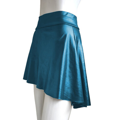 

Women High Waist Bodycon Faux Leather Wet Look Flared High-Low Skater Mini Skirt