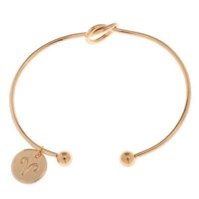 

Twelve Constellations Gold Knotted Opening Bracelet Personality Valentines Day Hot Gift