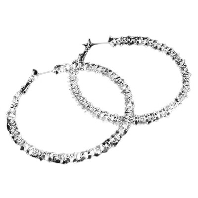 

Women 925 Silver Hoop Earrings Fashion Female Floral Circle Earrings