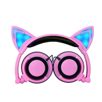 

Cute Cat Ears Style Folding Overear Headphone Wired Music Headset With Light