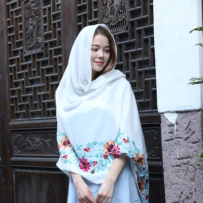 

2018 summer new cotton&linen embroidery scarf Nepal retro national wind shawl sunscreen beach towel