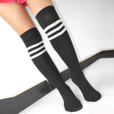 

Women Men Unisex Athletic Stripe Sports Football Running Knee High Tube Socks