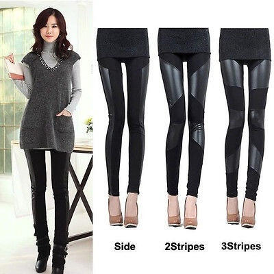 

Fashion Womens Faux Leather Black Leggings Pants Slim Trousers Tights