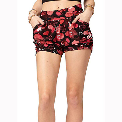 

Gobestart Women Ladies Summer Heart-Shaped Print Pocket Short Pants Trouser