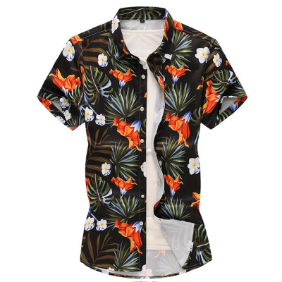 

Toponeto Men Casual Summer Printed Button Short Sleeve Hawaiian T-Shirt Top Blouse