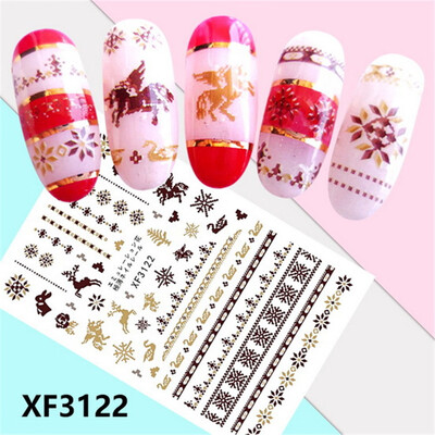 

〖Follure〗Christmas Nail Art Water Transfer Decals Snowflake Xmas Manicure Stickers Tips
