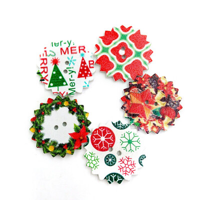 

Tailored 50pcs Mixed Christmas 2 Holes Wooden Buttons Sewing Scrapbooking Crafts 25mm