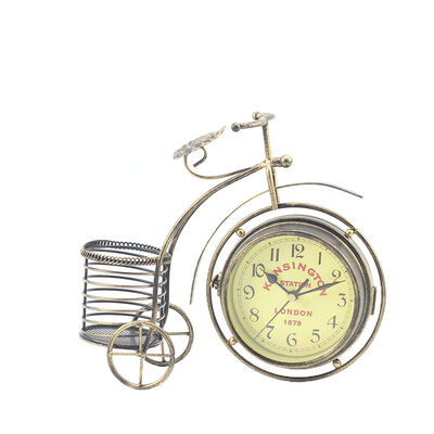 

Vintage Retro Bicycle Clock Bike Iron Mute Two Sided Table Clocks Bell for Home Living Bedroom Decorations