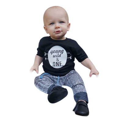 

Toddler Newborn Baby Boys Girls Letter Tops T-shirt Pants Outfits Set Clothes