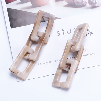 

New Fashion Beige Color Leopard Print Acrylic Acetic Acid Sheet Geometric Circle Square Star Heart Long Drop Earrings for Women