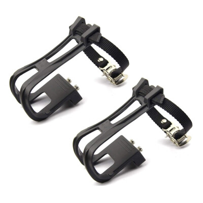 

New Hot Bicycle Road Bike Black Mountain Bike Toe Clamps With plastic Handles For Bicycle Pedal Detachable reflector