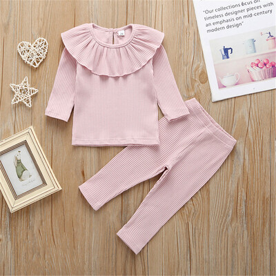 

Toddler Baby Girl Long Sleeve Knitted Ruffle Tops T-Shirt Leggings Pants Clothes