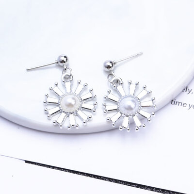 

EK314 New Design Metal Gold Color Circle Cross Heart Geometric Irregular Natural Imitation Pearl Drop Earrings for Women Jewelry