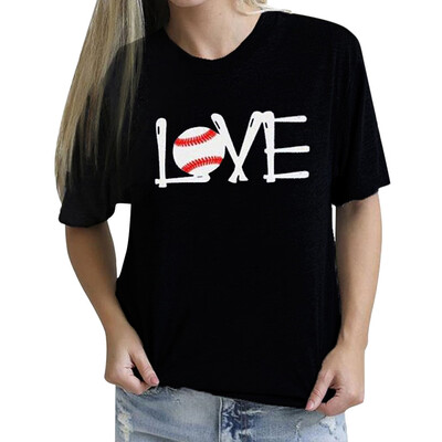 

Nomeni Fashion Women Letter Printed O-Neck Short Sleeve T-shirt Tops Casual Blouse