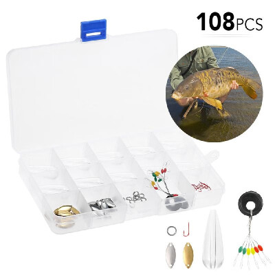 

175pcs Assorted Fishing Tackle Set Metal Spoon Lures Baits Space Beans Split Rings Hooks Casting Helper with Tackle Box Fishing Ac