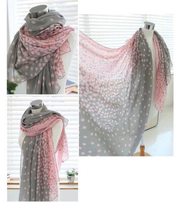 

Women Ladies Long Polk Dots Print Pattern Shawl Scarf Warp Stole