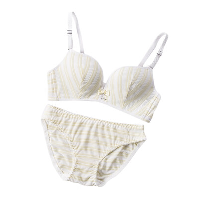 

Women Solid Sweet Cute Lolita Lingerie Intimates Young Girl Underwear Push Up Bra Set Striped Sweetheart Underwear Sets