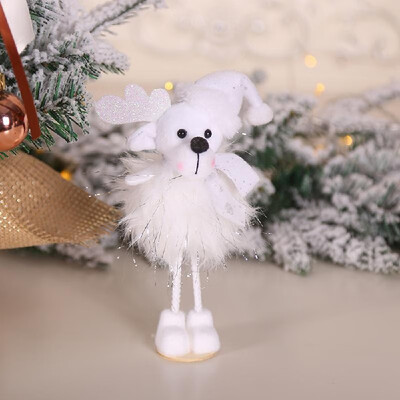 

Christmas Ornaments Silver Silk Plush Standing Pose Snowman Princess Doll Window Decoration