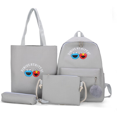

Junior high school students college Feng Xiao fresh backpack double shoulder bag female Korean version of four pieces of sesame st