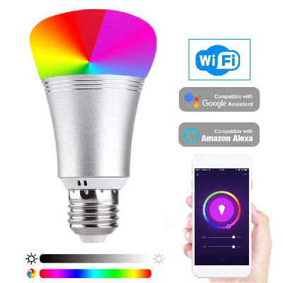 

2102 Smart WIFI LED Bulb WIFI Light RGB Multicolor LED Bulb 9W E2627 Dimmable Light Phone Remote Control Compatible with Alexa Go