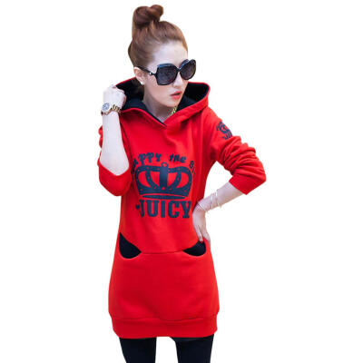 

Autumn Women Slim Fit Long Hoodies Warm Pockets Pullovers Cotton Coat