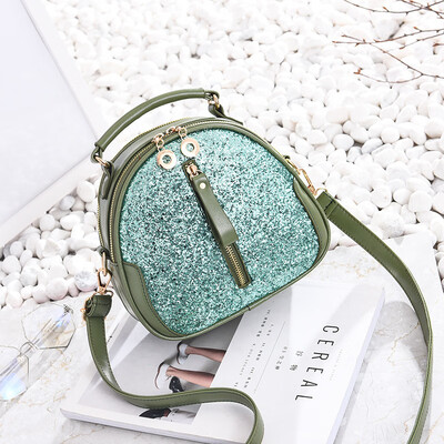 

Small bag female 2018 spring new wave Korean version of the wild Messenger bag female sequins shoulder small round bag one generation