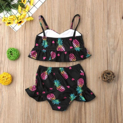 

2PCS Toddler Baby Girls Pineapple Print TopsShorts Swimwear Swimsuit Bikini Set