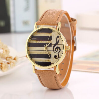 

Creative personality notes leather gold watch couple student leisure sports quartz watch